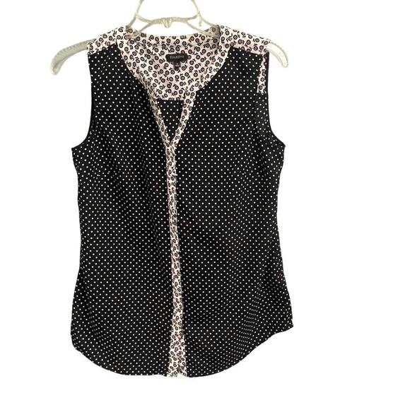 Talbots Polka Dot Blouse Size Small Sleeveless Top Business Casual Dressy - Picture 1 of 4
